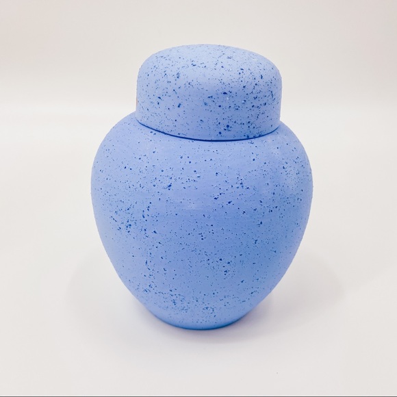 Vintage Speckled Blue Vase + Cover Lidded Jar - Picture 8 of 9